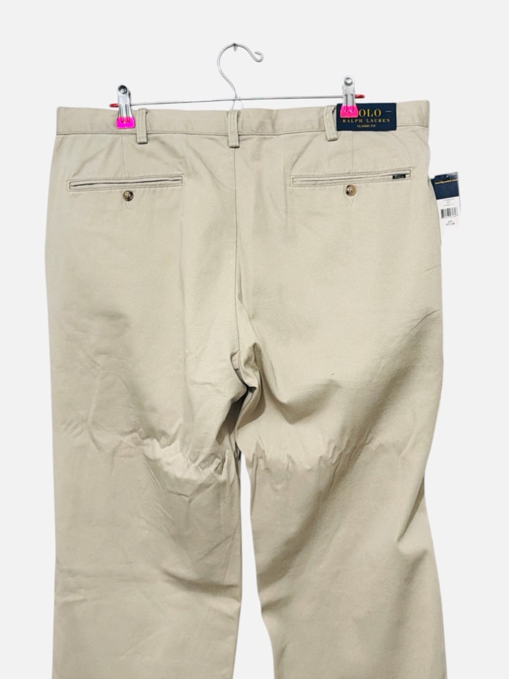 Polo Ralph Lauren Pants Beige Classic Fit Chino Straight Flat Front Size 38x36 - Picture 5 of 8